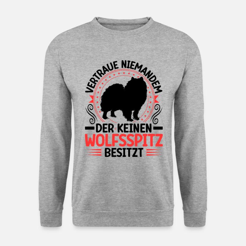 Wolfsspitz Ich besitze einen Keeshond - Unisex Pullover - Weißgrau meliert