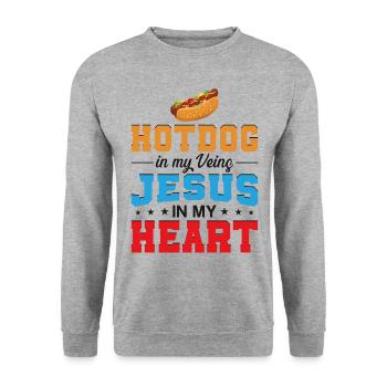 Hot Dog Adult Jesus Faith - Unisex Sweatshirt - salt & pepper - Front - Alina (178cm) & Michal (187cm)