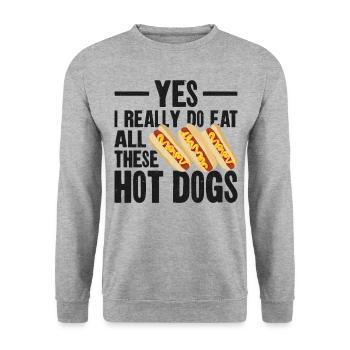Hot Dog Adult Yes, I Really Do Eat - Unisex Sweatshirt - salt & pepper - Front - Alina (178cm) & Michal (187cm)