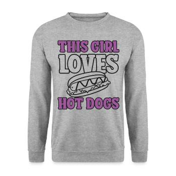 Hot Dog Adult Girl Cette fille aime - Sweat-shirt Unisexe - gris chiné - Devant - Alina (178cm) & Michal (187cm)