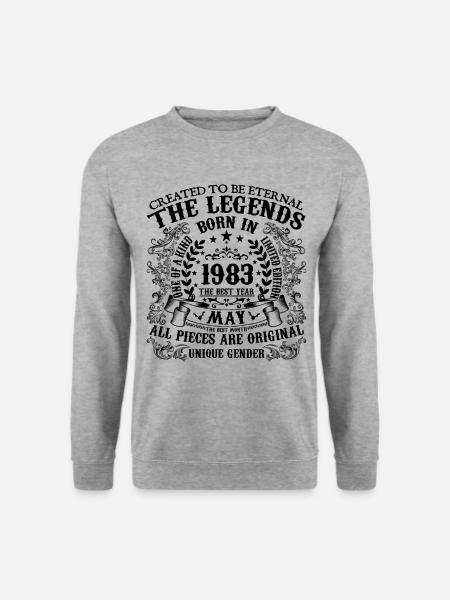 Geburtstag 1983 Mai 1983 geboren im Mai 1983 - Unisex Pullover - Weißgrau meliert