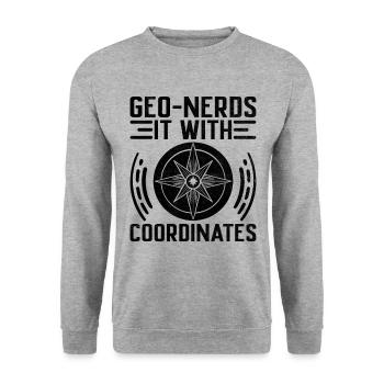 Geocaching Geocache Funny Geocacher Geocacher Sayi - Unisex Sweatshirt - salt & pepper - Front - Alina (178cm) & Michal (187cm)