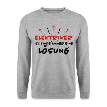 Elektriker Spruch Job Lustiges Elektriker Geschenk - Unisex Pullover - Weißgrau meliert - Vorne - Alina (178cm) & Michal (187cm)
