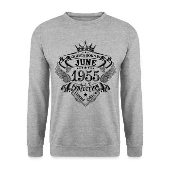 anniversaire Juin 1955 Juin anniversaire 1955 - Sweat-shirt Unisexe - gris chiné - Devant - Alina (178cm) & Michal (187cm)