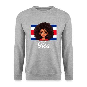 costa rican Queen, costa rica - Unisex Pullover - Weißgrau meliert - Vorne - Alina (178cm) & Michal (187cm)
