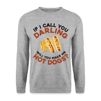 Hot Dog Adulte Si Je T’appelle - Sweat-shirt Unisexe - gris chiné - Devant - Alina (178cm) & Michal (187cm)