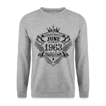 Birthday June 1963 June Birthday 1963 - Unisex Sweatshirt - salt & pepper - Front - Alina (178cm) & Michal (187cm)