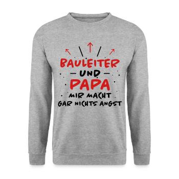Bauleiter Spruch Baustelle Fun Bauleiter Geschenk - Unisex Pullover - Weißgrau meliert - Vorne - Alina (178cm) & Michal (187cm)