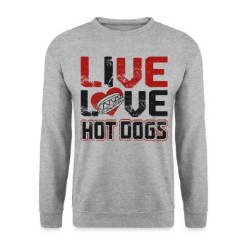 Hot Dog Adult Live Love Hot Dogs - Unisex Sweatshirt - salt & pepper - Front - Alina (178cm) & Michal (187cm)