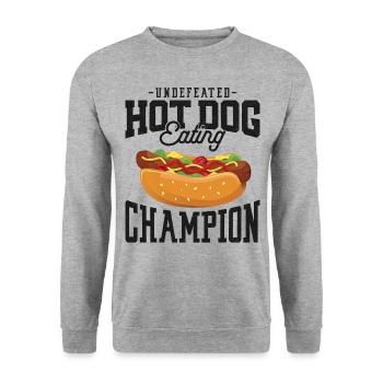 Hot Dog Adulte Hot-Dog Invaincu - Sweat-shirt Unisexe - gris chiné - Devant - Alina (178cm) & Michal (187cm)