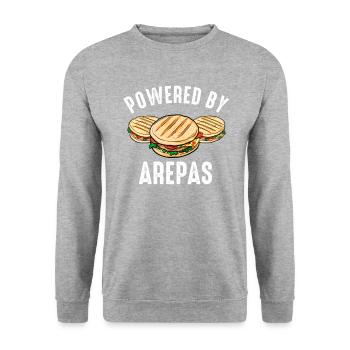 powered by arepas venezuela colombian arepa - Unisex Pullover - Weißgrau meliert - Vorne - Alina (178cm) & Michal (187cm)