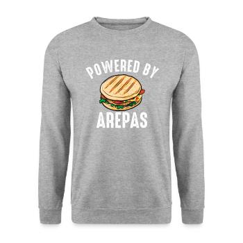 powered by arepas venezuela colombian arepa - Unisex Pullover - Weißgrau meliert - Vorne - Alina (178cm) & Michal (187cm)
