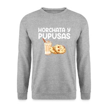 Horchata and pupusas, el salvador salvadorian food - Unisex Pullover - Weißgrau meliert - Vorne - Alina (178cm) & Michal (187cm)