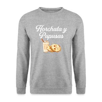 Horchata and pupusas, el salvador salvadorian food - Unisex Pullover - Weißgrau meliert - Vorne - Alina (178cm) & Michal (187cm)