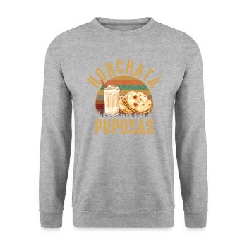 Horchata and pupusas, el salvador salvadorian food - Unisex Pullover - Weißgrau meliert - Vorne - Alina (178cm) & Michal (187cm)