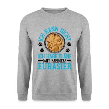 Pläne mit meinem Eurasier Eurasian Spitz - Unisex Pullover - Weißgrau meliert - Vorne - Alina (178cm) & Michal (187cm)