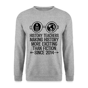 Professeur d’histoire depuis 2024 Funny Historical Teache - Sweat-shirt Unisexe - gris chiné - Devant - Alina (178cm) & Michal (187cm)