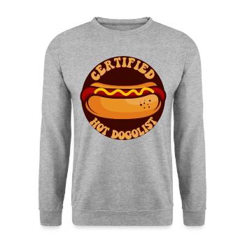 Hot Dog Adult Certified Hot - Unisex Pullover - Weißgrau meliert - Vorne - Alina (178cm) & Michal (187cm)