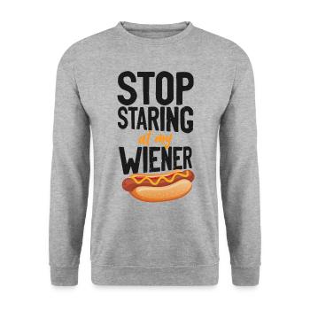 Hot Dog Adult Humor Pun Naughty - Unisex Pullover - Weißgrau meliert - Vorne - Alina (178cm) & Michal (187cm)