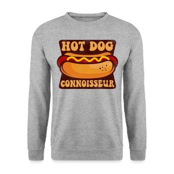 Hot Dog Adult Hot Dog Connoisseur - Unisex Pullover - Weißgrau meliert - Vorne - Alina (178cm) & Michal (187cm)