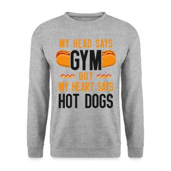 Hot Dog Adult My Head Says Gym But - Unisex Sweatshirt - salt & pepper - Front - Alina (178cm) & Michal (187cm)