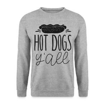 Hot Dog Adult Girl Hot Dogs Y'All - Unisex Pullover - Weißgrau meliert - Vorne - Alina (178cm) & Michal (187cm)