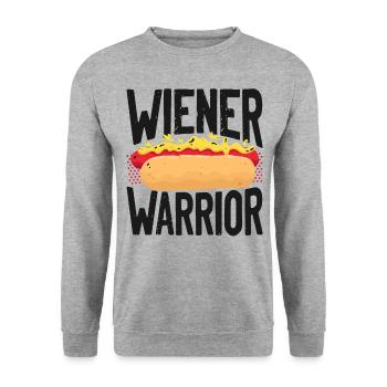 Hot Dog Adult Humor Pun Naughty - Unisex Pullover - Weißgrau meliert - Vorne - Alina (178cm) & Michal (187cm)