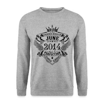 anniversaire Juin 2014 Juin anniversaire 2014 - Sweat-shirt Unisexe - gris chiné - Devant - Alina (178cm) & Michal (187cm)