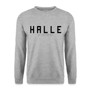 Halle My City - Unisex Sweatshirt - salt & pepper - Front - Alina (178cm) & Michal (187cm)