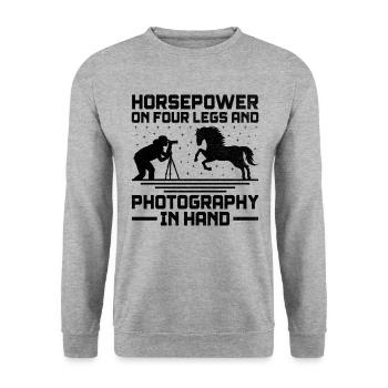 Pferdefotografie Reiten Pferde Hobby Ph - Unisex Pullover - Weißgrau meliert - Vorne - Alina (178cm) & Michal (187cm)