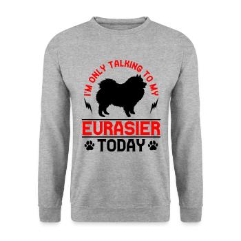 Rede nur mit meinem Eurasier Eurasian Spitz - Unisex Pullover - Weißgrau meliert - Vorne - Alina (178cm) & Michal (187cm)
