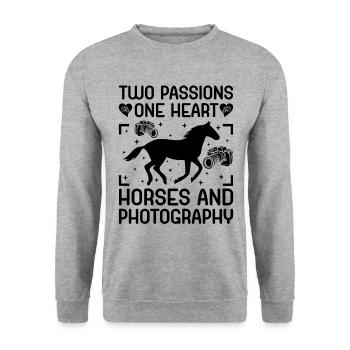 Horse Photography Horseback Riding Horses Hobby Ph - Unisex Sweatshirt - salt & pepper - Front - Alina (178cm) & Michal (187cm)