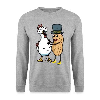 Cacahuètes Cacahuètes Poulet Poules Amis - Sweat-shirt Unisexe - gris chiné - Devant - Alina (178cm) & Michal (187cm)