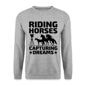 Pferdefotografie Reiten Pferde Hobby Ph - Unisex Pullover - Weißgrau meliert - Vorne - Alina (178cm) & Michal (187cm)
