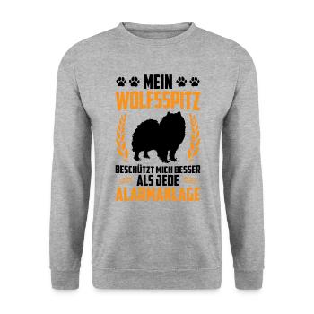 Wolfspitz is better than Alarm Keeshond - Unisex Sweatshirt - salt & pepper - Front - Alina (178cm) & Michal (187cm)