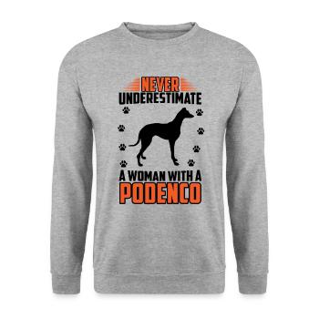 Podenco Greyhound Woman with Podenco - Unisex Sweatshirt - salt & pepper - Front - Alina (178cm) & Michal (187cm)