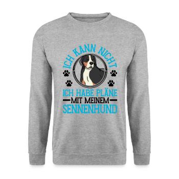 Sennenhund Pläne mit Schweizer Sennenhund - Unisex Pullover - Weißgrau meliert - Vorne - Alina (178cm) & Michal (187cm)