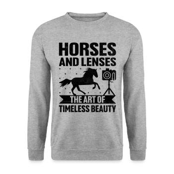Horse Photography Horseback Riding Horses Hobby Ph - Unisex Sweatshirt - salt & pepper - Front - Alina (178cm) & Michal (187cm)
