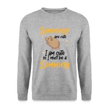 Lemming Is Cute Vole Lemming - Unisex Sweatshirt - salt & pepper - Front - Alina (178cm) & Michal (187cm)