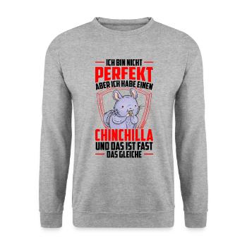 Chinchilla nicht perfekt Nagetier Wollmaus - Unisex Pullover - Weißgrau meliert - Vorne - Alina (178cm) & Michal (187cm)