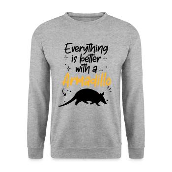 tatou : tout mieux avec Armadillo Armadillo - Sweat-shirt Unisexe - gris chiné - Devant - Alina (178cm) & Michal (187cm)