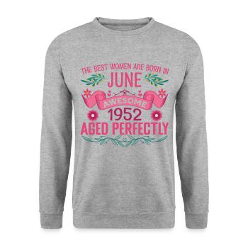 June 1952 Woman's Birthday June 1952 - Unisex Sweatshirt - salt & pepper - Front - Alina (178cm) & Michal (187cm)