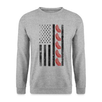 Hot-dog Adulte Drapeau américain - Sweat-shirt Unisexe - gris chiné - Devant - Alina (178cm) & Michal (187cm)