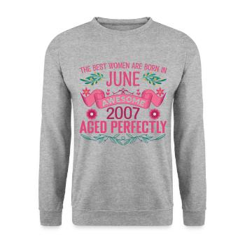 Juin 2007 anniversaire femme Juin 2007 - Sweat-shirt Unisexe - gris chiné - Devant - Alina (178cm) & Michal (187cm)