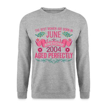 Juin 2004 anniversaire femme Juin 2004 - Sweat-shirt Unisexe - gris chiné - Devant - Alina (178cm) & Michal (187cm)