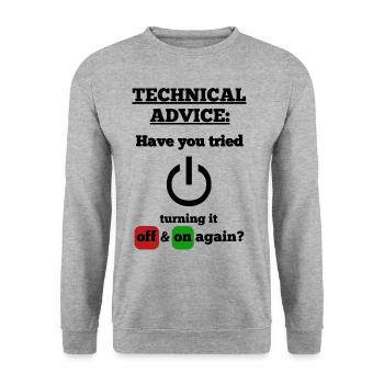 drôle de dicton technique dicton artisan technicien - Sweat-shirt Unisexe - gris chiné - Devant - Alina (178cm) & Michal (187cm)
