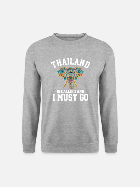 Thailand is calling and i must go - Unisex Pullover - Weißgrau meliert