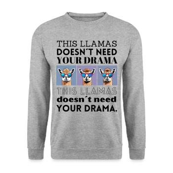 Lamas drôles - Drôle de paroles - Lama dramatique - Sweat-shirt Unisexe - gris chiné - Devant - Alina (178cm) & Michal (187cm)