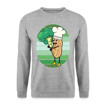Peanut Broccoli Vegetables Cook Cooks Cook - Unisex Sweatshirt - salt & pepper - Front - Alina (178cm) & Michal (187cm)