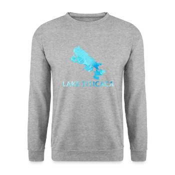Lake titicaca, vintage lake titicaca - Unisex Pullover - Weißgrau meliert - Vorne - Alina (178cm) & Michal (187cm)